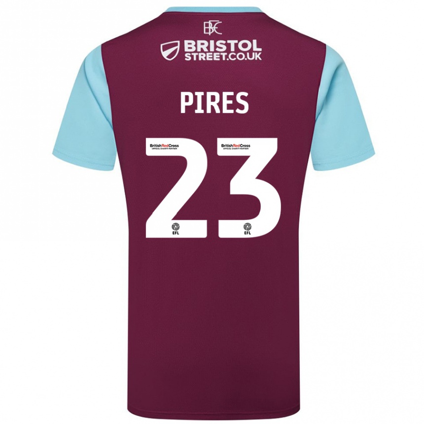 Men Football Lucas Pires #23 Burgundy Sky Blue Home Jersey 2024/25 T-Shirt Nz