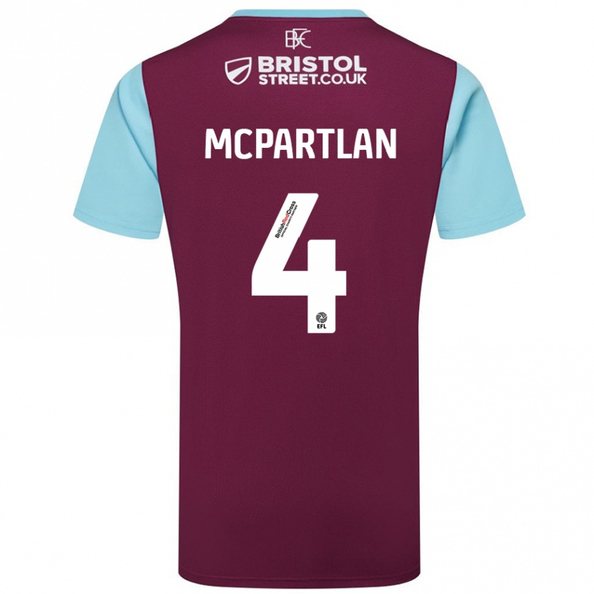 Men Football Brenna Mcpartlan #4 Burgundy Sky Blue Home Jersey 2024/25 T-Shirt Nz