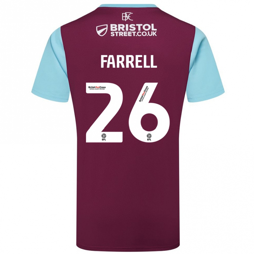 Men Football Lucy Farrell #26 Burgundy Sky Blue Home Jersey 2024/25 T-Shirt Nz