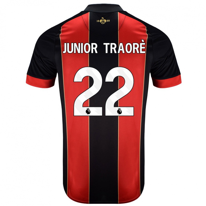 Men Football Hamed Junior Traorè #22 Red Black Home Jersey 2024/25 T-Shirt Nz