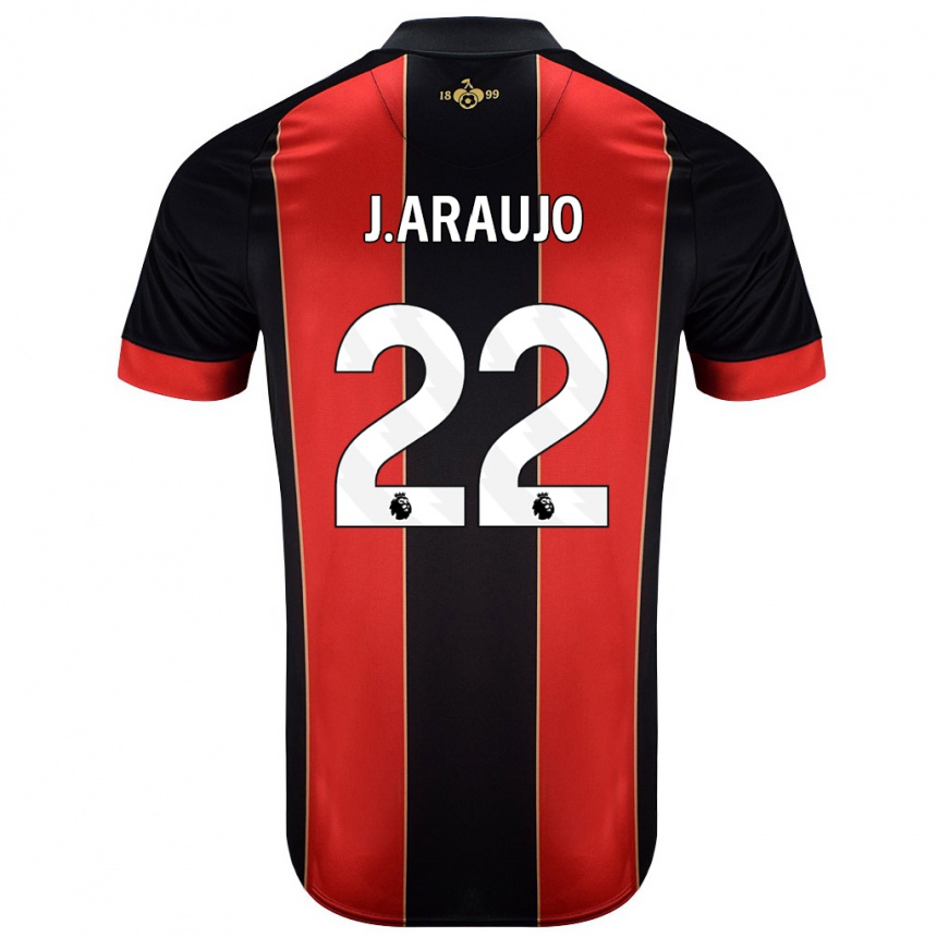 Men Football Julián Araujo #28 Red Black Home Jersey 2024/25 T-Shirt Nz