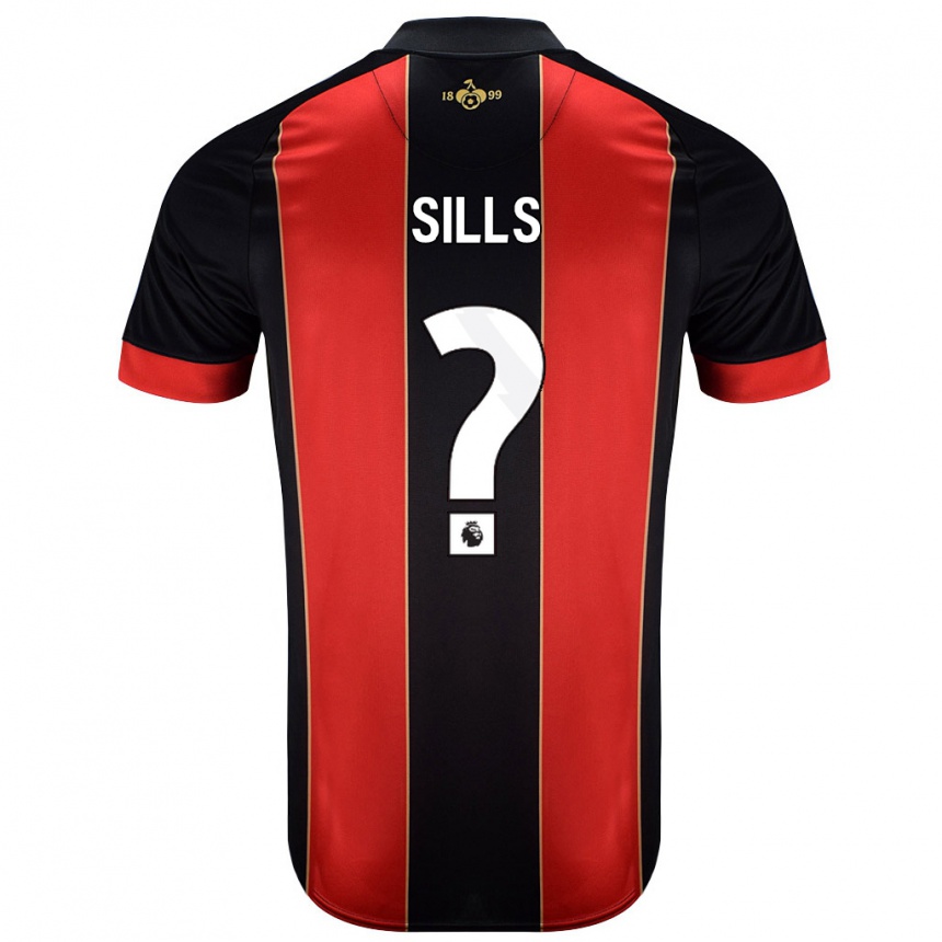 Men Football Ethan Sills #0 Red Black Home Jersey 2024/25 T-Shirt Nz