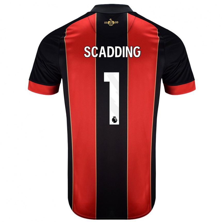 Men Football Katie Scadding #1 Red Black Home Jersey 2024/25 T-Shirt Nz