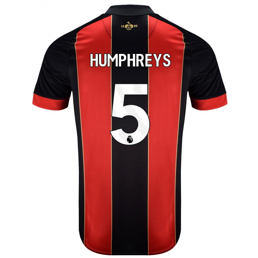 Men Football Holly Humphreys #5 Red Black Home Jersey 2024/25 T-Shirt Nz