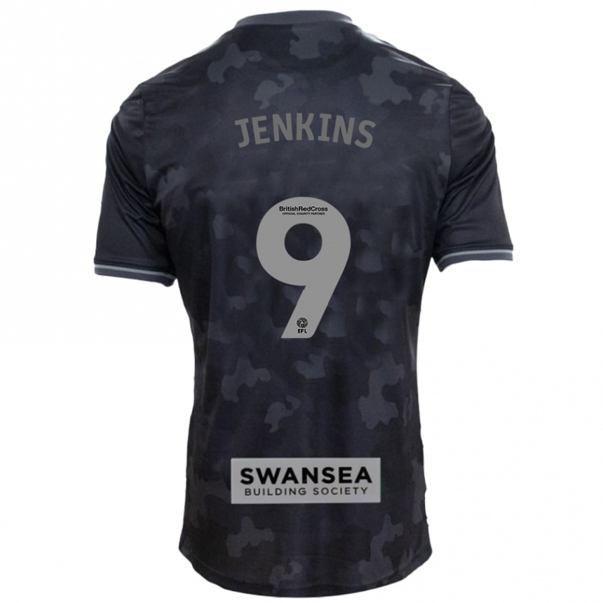 Men Football Nieve Jenkins #9 Black Away Jersey 2024/25 T-Shirt Nz