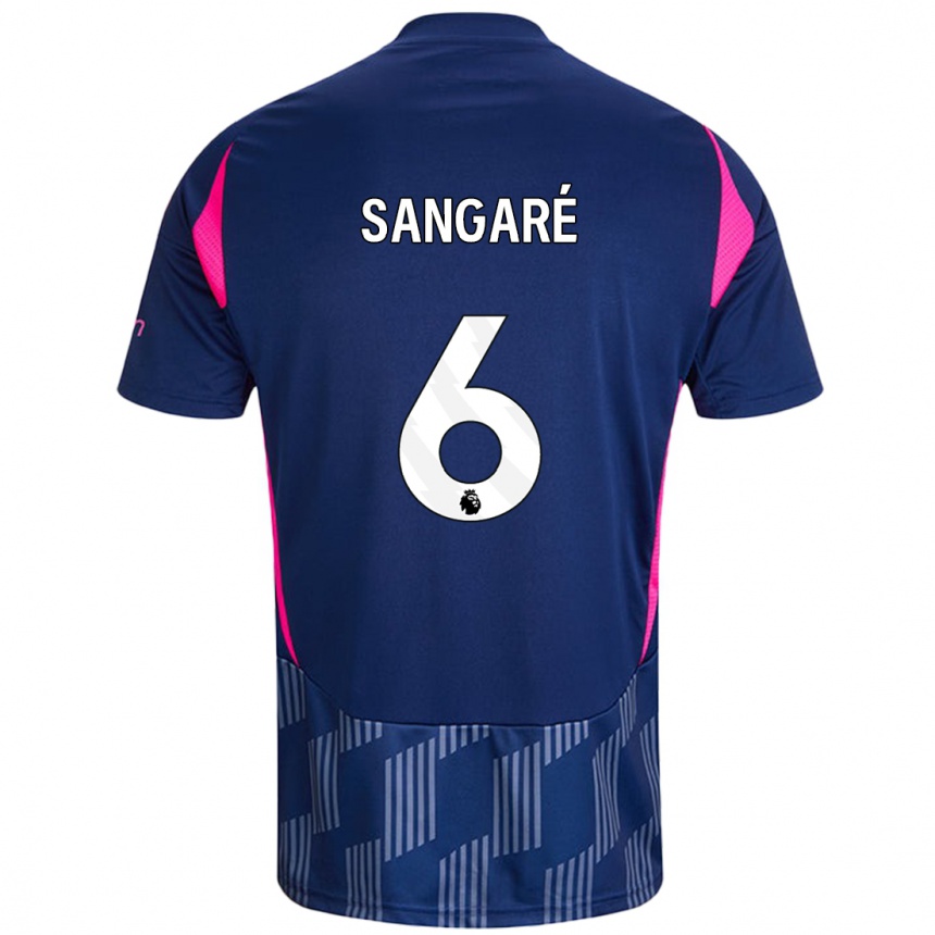 Men Football Ibrahim Sangaré #6 Royal Blue Pink Away Jersey 2024/25 T-Shirt Nz