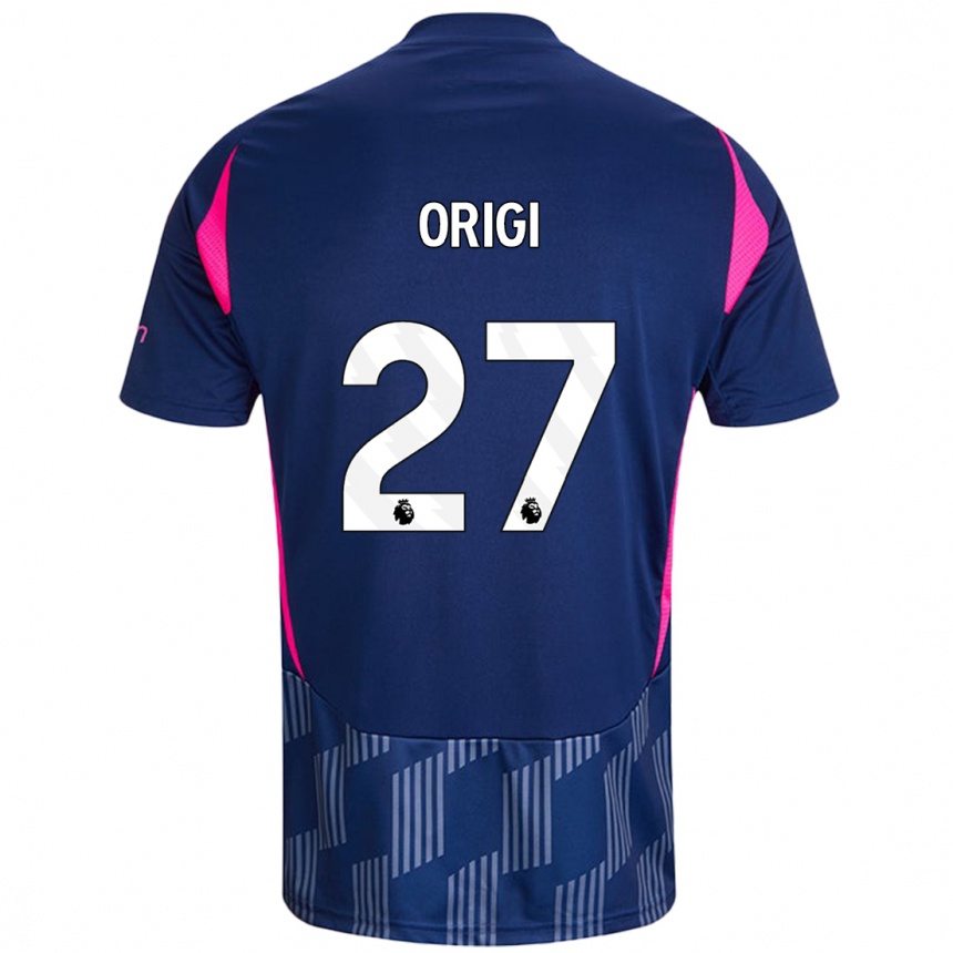 Men Football Divock Origi #27 Royal Blue Pink Away Jersey 2024/25 T-Shirt Nz