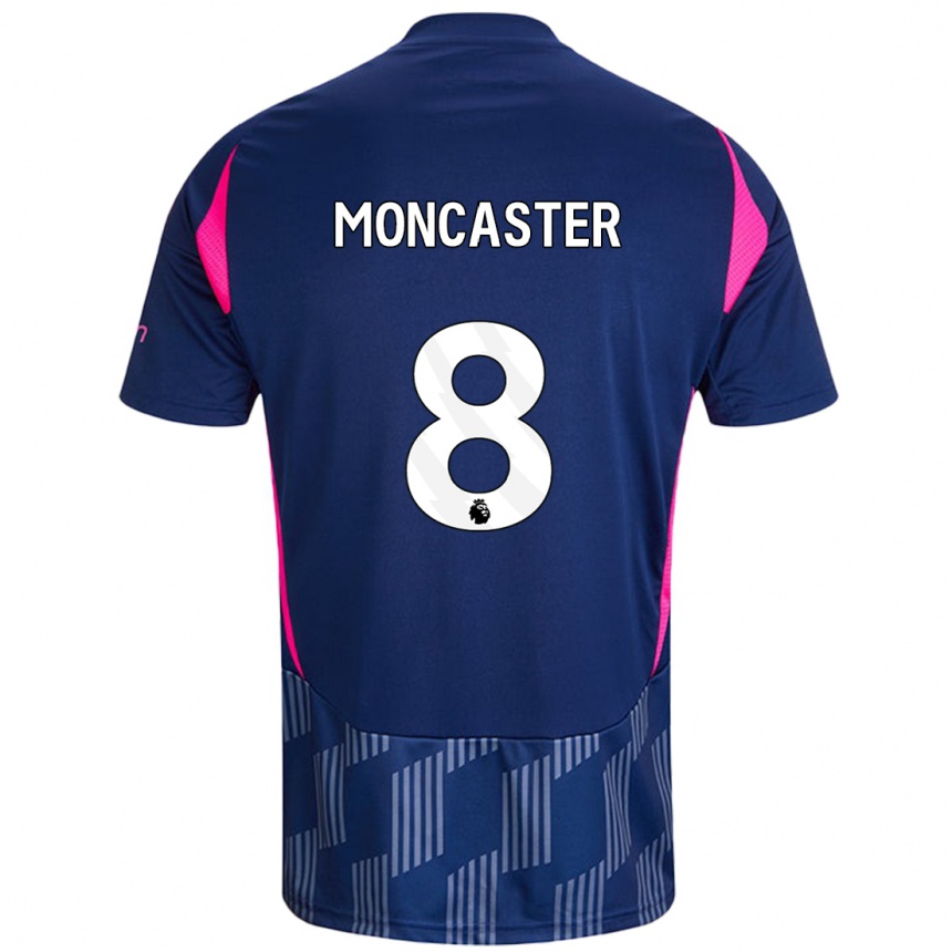 Men Football Mai Moncaster #8 Royal Blue Pink Away Jersey 2024/25 T-Shirt Nz