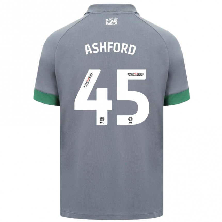 Men Football Cian Ashford #45 Dark Gray Away Jersey 2024/25 T-Shirt Nz