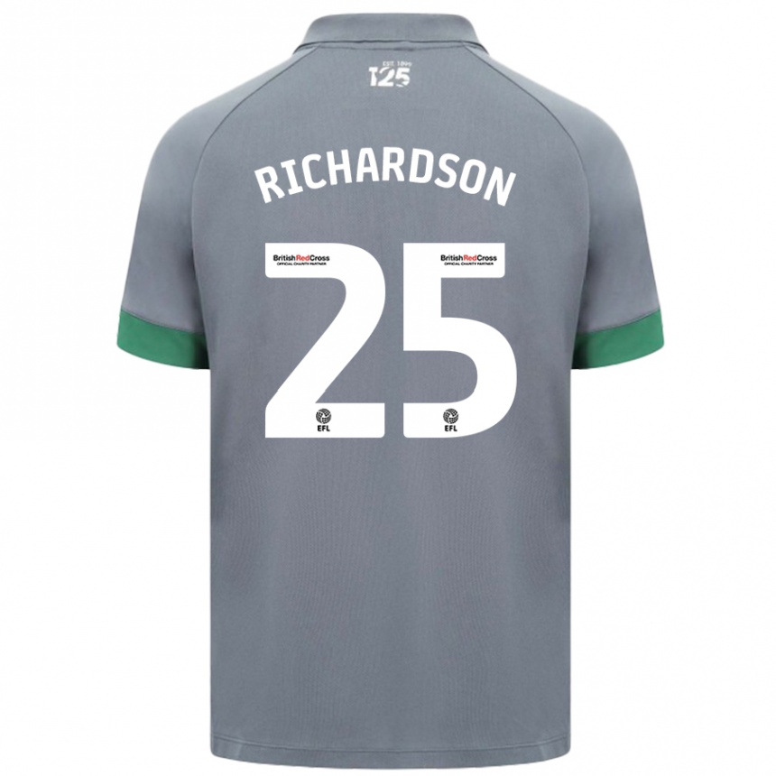 Men Football Tija Richardson #25 Dark Gray Away Jersey 2024/25 T-Shirt Nz