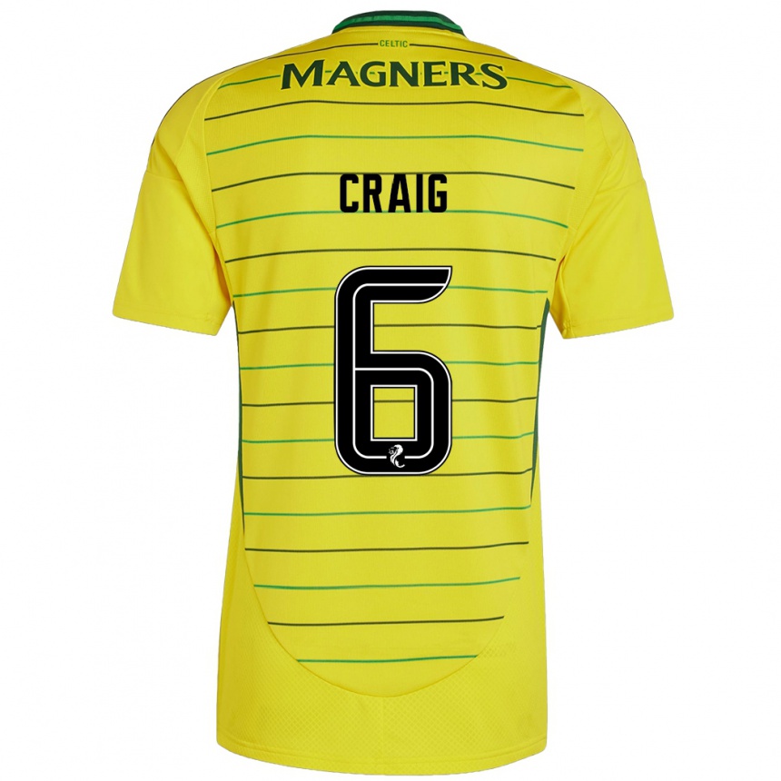 Men Football Chloe Craig #6 Yellow Away Jersey 2024/25 T-Shirt Nz