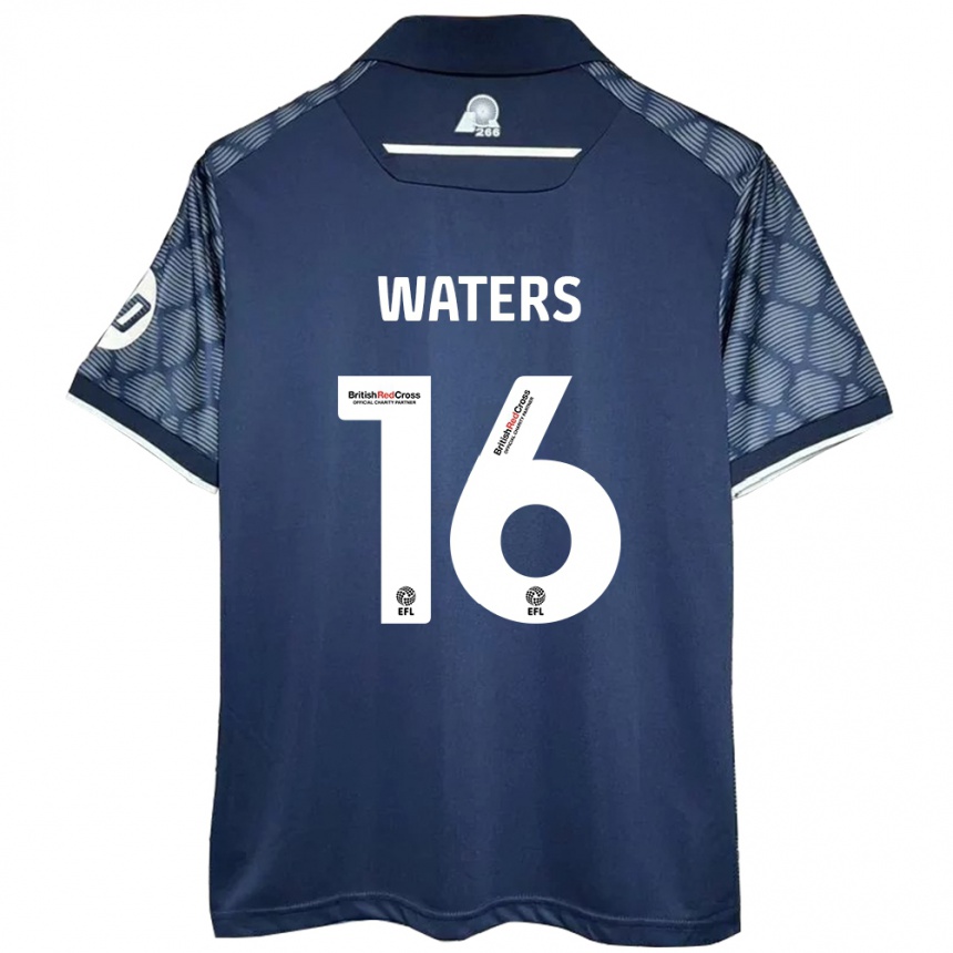 Men Football Billy Waters #16 Black Away Jersey 2024/25 T-Shirt Nz