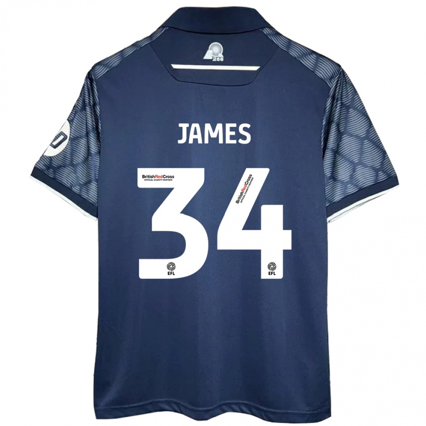 Men Football Aaron James #34 Black Away Jersey 2024/25 T-Shirt Nz