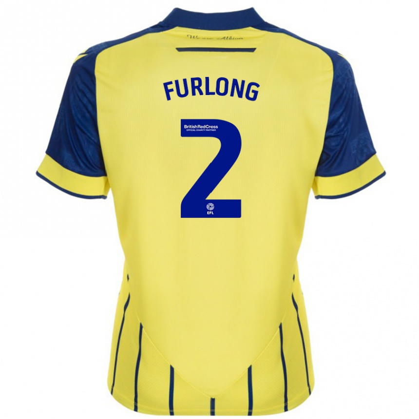 Men Football Darnell Furlong #2 Yellow Blue Away Jersey 2024/25 T-Shirt Nz