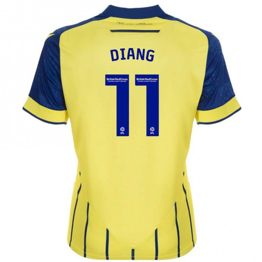 Men Football Grady Diangana #11 Yellow Blue Away Jersey 2024/25 T-Shirt Nz