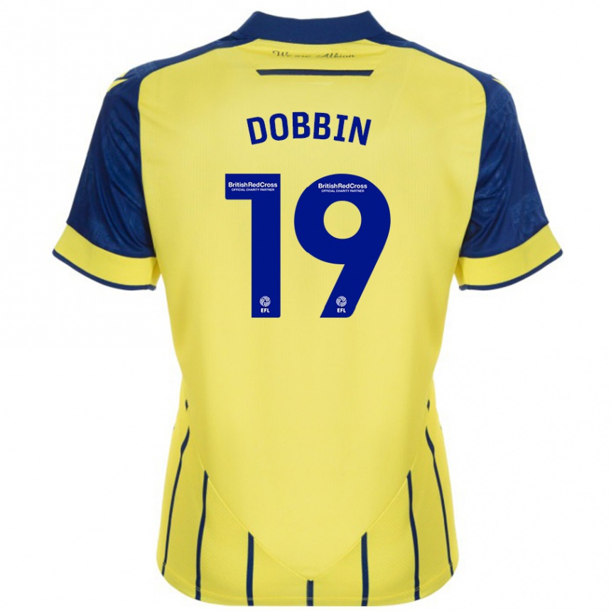 Men Football Lewis Dobbin #19 Yellow Blue Away Jersey 2024/25 T-Shirt Nz