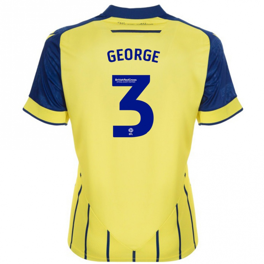 Men Football Hannah George #3 Yellow Blue Away Jersey 2024/25 T-Shirt Nz