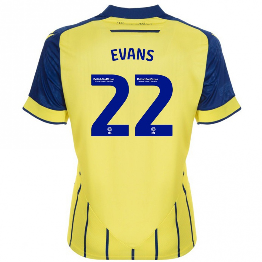 Men Football Kate Evans #22 Yellow Blue Away Jersey 2024/25 T-Shirt Nz