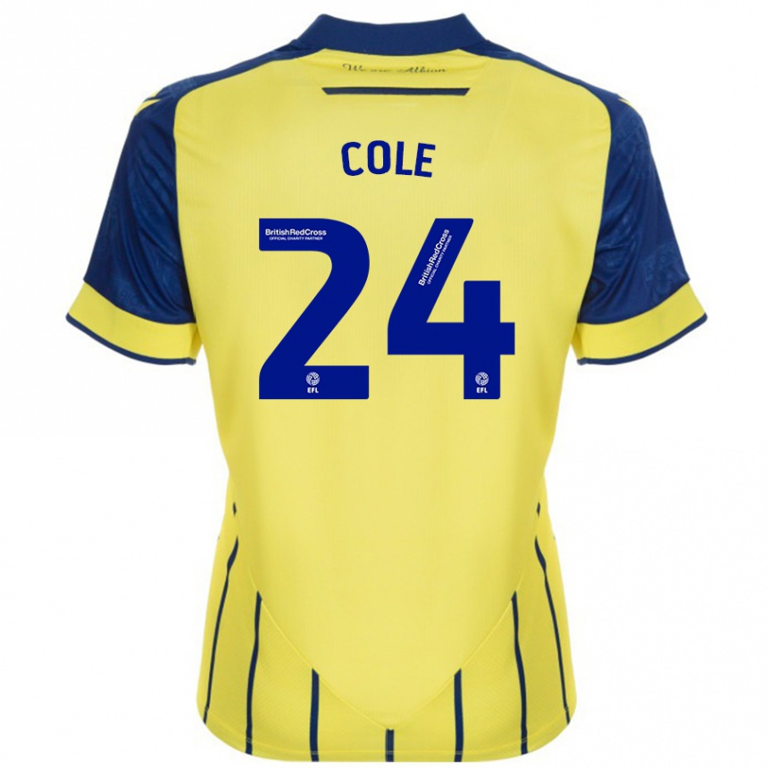 Men Football Delphi Cole #24 Yellow Blue Away Jersey 2024/25 T-Shirt Nz