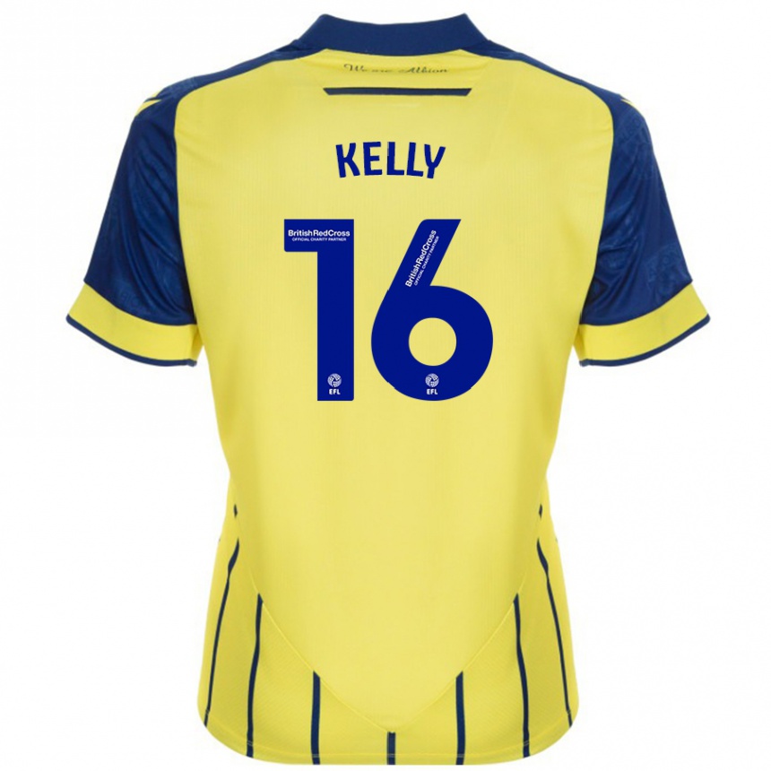 Men Football Martin Kelly #16 Yellow Blue Away Jersey 2024/25 T-Shirt Nz