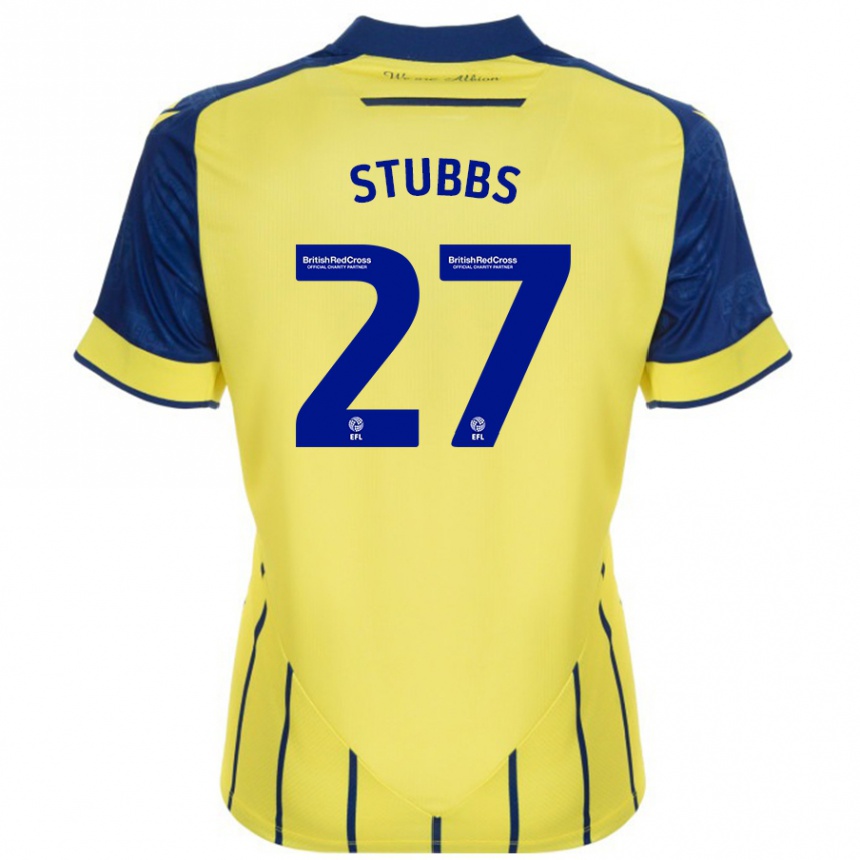 Men Football Olivia Stubbs #27 Yellow Blue Away Jersey 2024/25 T-Shirt Nz