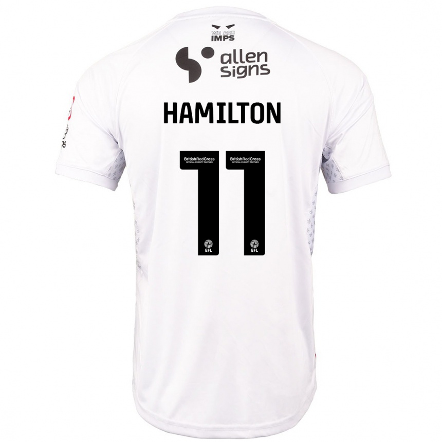 Men Football Ethan Hamilton #11 Red White Away Jersey 2024/25 T-Shirt Nz