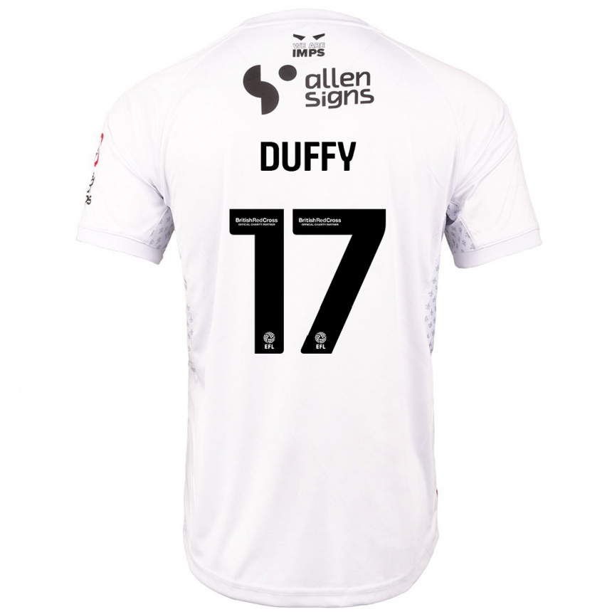 Men Football Dylan Duffy #17 Red White Away Jersey 2024/25 T-Shirt Nz