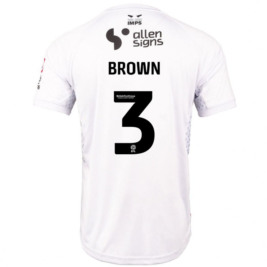 Men Football Jaden Brown #3 Red White Away Jersey 2024/25 T-Shirt Nz