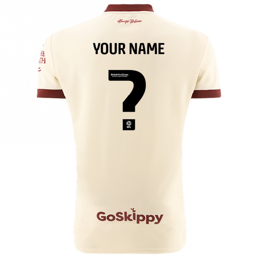 Men Football Your Name #0 Cream White Away Jersey 2024/25 T-Shirt Nz