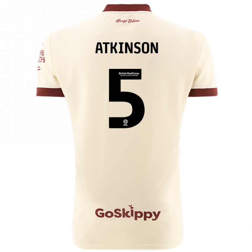 Men Football Rob Atkinson #5 Cream White Away Jersey 2024/25 T-Shirt Nz