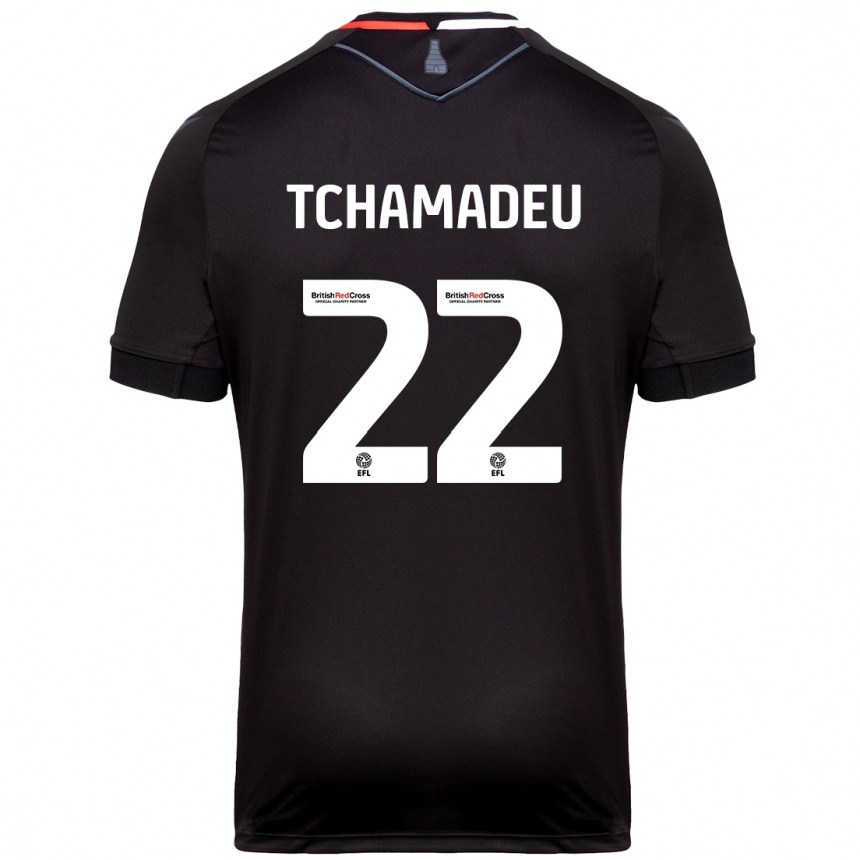 Men Football Junior Tchamadeu #22 Black Away Jersey 2024/25 T-Shirt Nz