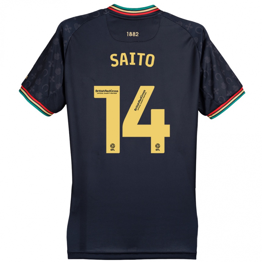 Men Football Koki Saito #14 Dark Navy Blue Away Jersey 2024/25 T-Shirt Nz