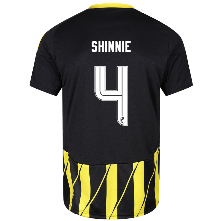 Men Football Graeme Shinnie #4 Black Yellow Away Jersey 2024/25 T-Shirt Nz