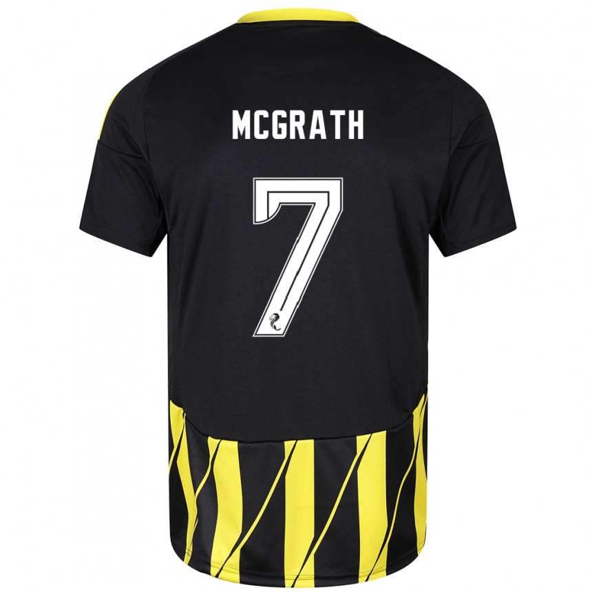 Men Football Jamie Mcgrath #7 Black Yellow Away Jersey 2024/25 T-Shirt Nz