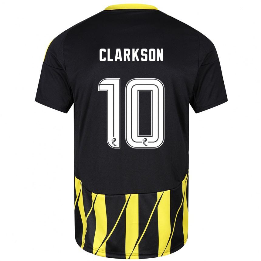 Men Football Leighton Clarkson #10 Black Yellow Away Jersey 2024/25 T-Shirt Nz