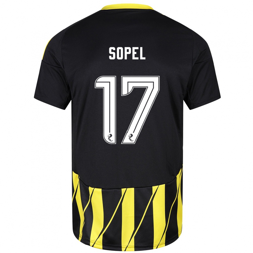 Men Football Nadia Sopel #17 Black Yellow Away Jersey 2024/25 T-Shirt Nz