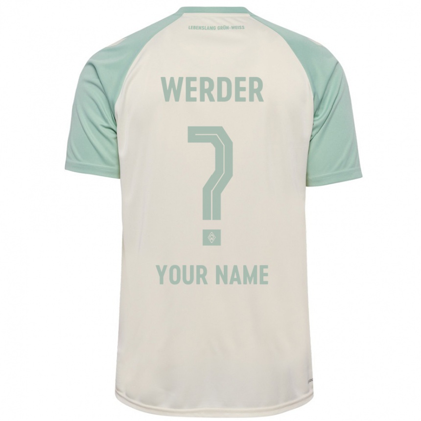 Men Football Your Name #0 Off-White Light Green Away Jersey 2024/25 T-Shirt Nz