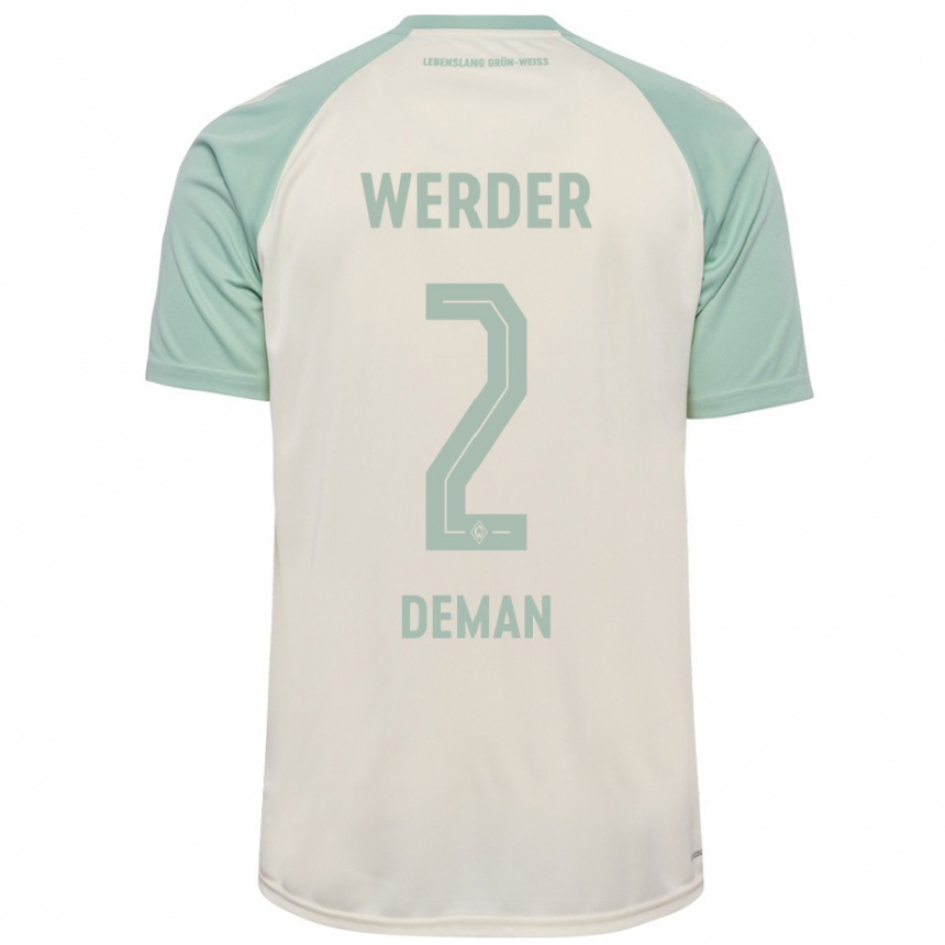 Men Football Olivier Deman #2 Off-White Light Green Away Jersey 2024/25 T-Shirt Nz