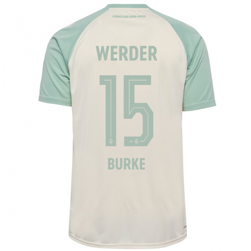 Men Football Oliver Burke #15 Off-White Light Green Away Jersey 2024/25 T-Shirt Nz