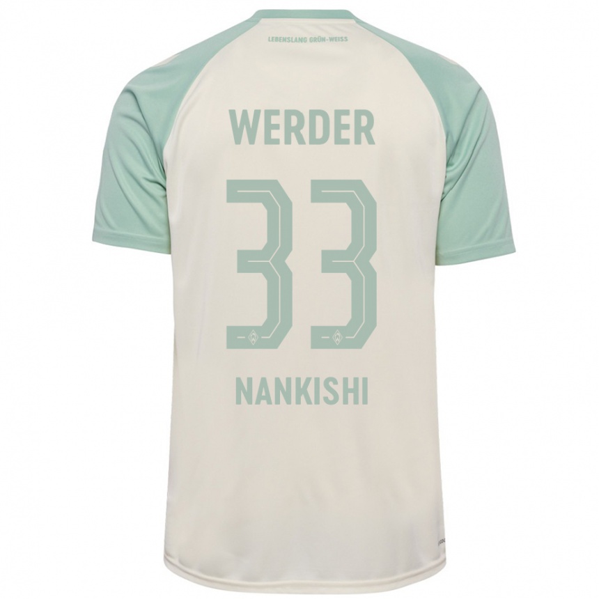 Men Football Abdenego Nankishi #33 Off-White Light Green Away Jersey 2024/25 T-Shirt Nz