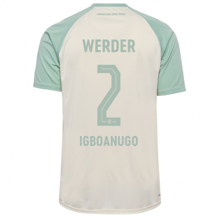 Men Football David Igboanugo #2 Off-White Light Green Away Jersey 2024/25 T-Shirt Nz