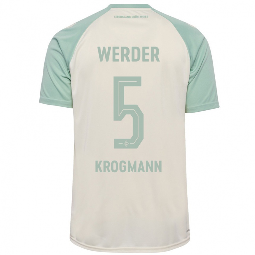 Men Football Avid Krogmann #5 Off-White Light Green Away Jersey 2024/25 T-Shirt Nz