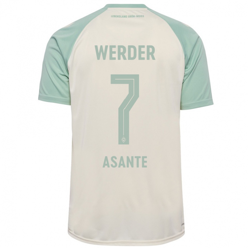 Men Football Davis Asante #7 Off-White Light Green Away Jersey 2024/25 T-Shirt Nz