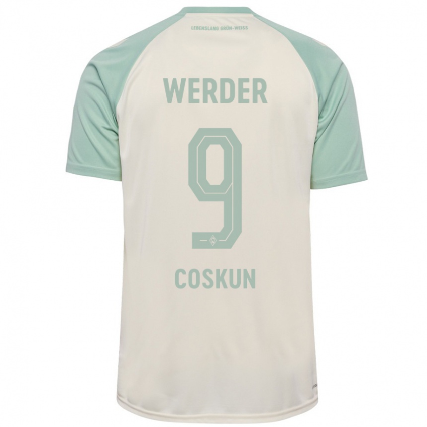 Men Football Boran-Firat Coskun #9 Off-White Light Green Away Jersey 2024/25 T-Shirt Nz