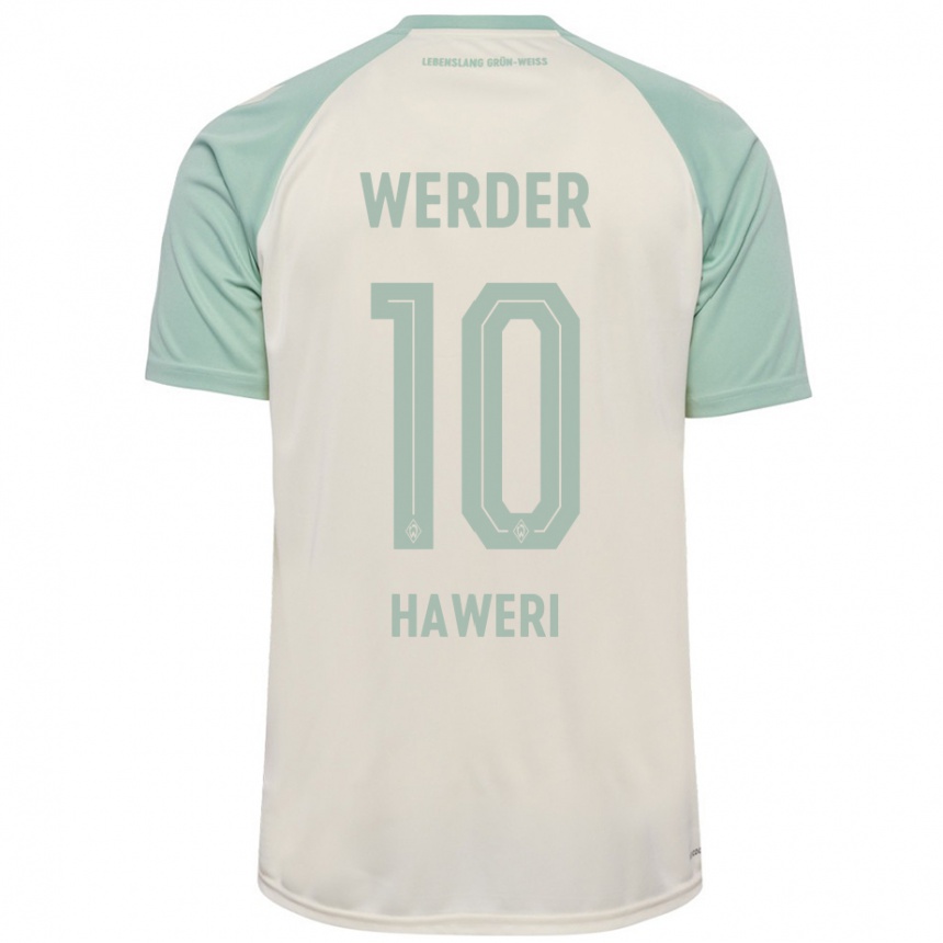 Men Football Adrian Haweri #10 Off-White Light Green Away Jersey 2024/25 T-Shirt Nz