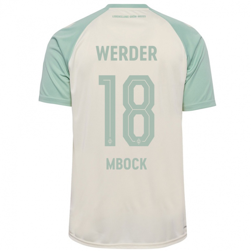 Men Football Princewill Mbock #18 Off-White Light Green Away Jersey 2024/25 T-Shirt Nz