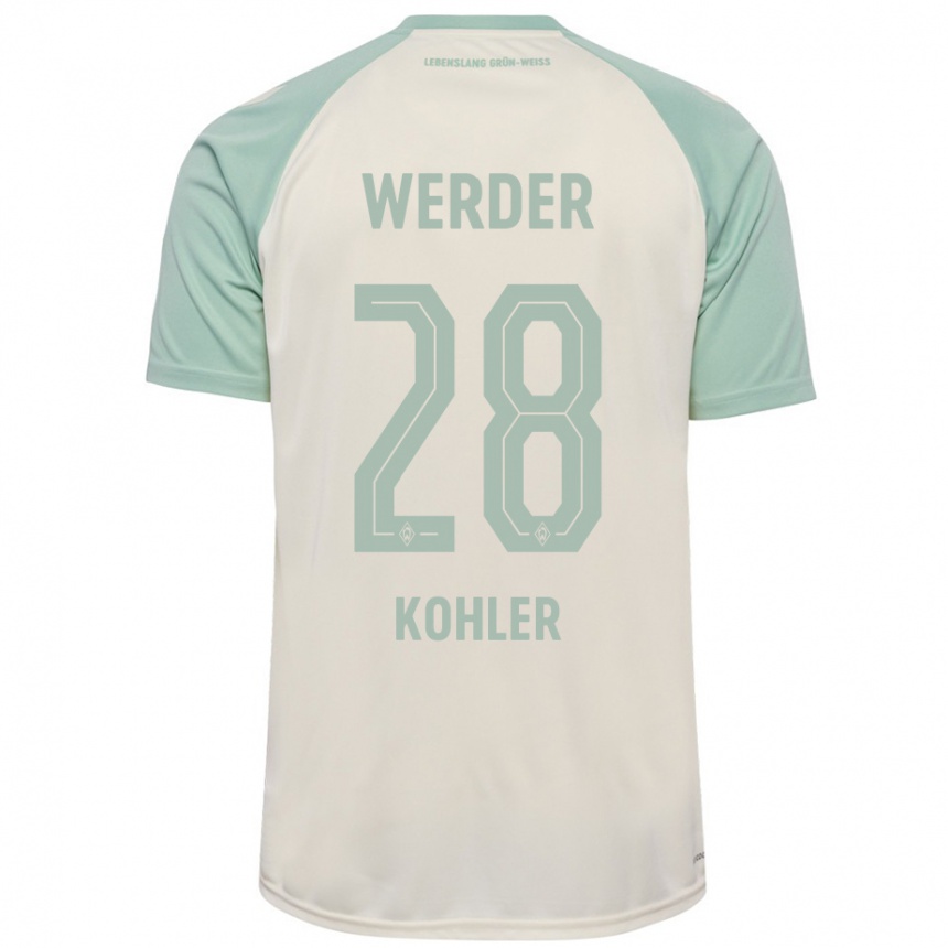 Men Football Ethan Kohler #28 Off-White Light Green Away Jersey 2024/25 T-Shirt Nz