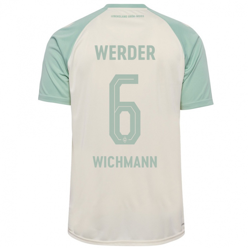 Men Football Reena Wichmann #6 Off-White Light Green Away Jersey 2024/25 T-Shirt Nz