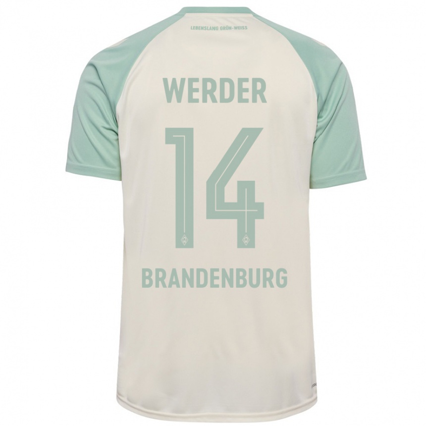 Men Football Michaela Brandenburg #14 Off-White Light Green Away Jersey 2024/25 T-Shirt Nz