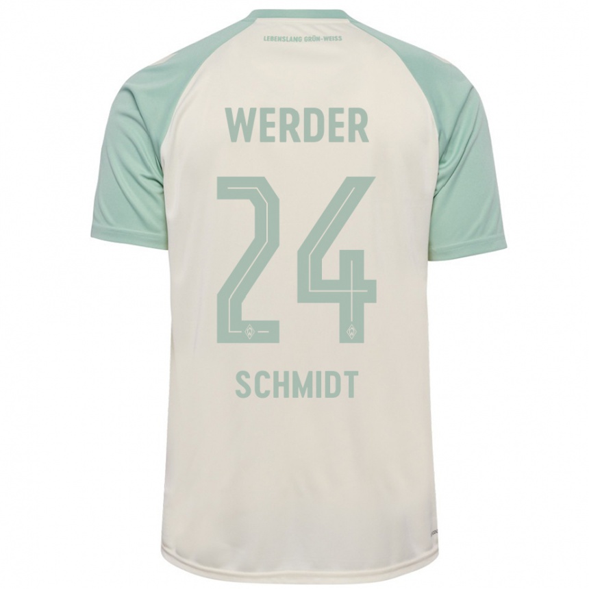 Men Football Lara Schmidt #24 Off-White Light Green Away Jersey 2024/25 T-Shirt Nz